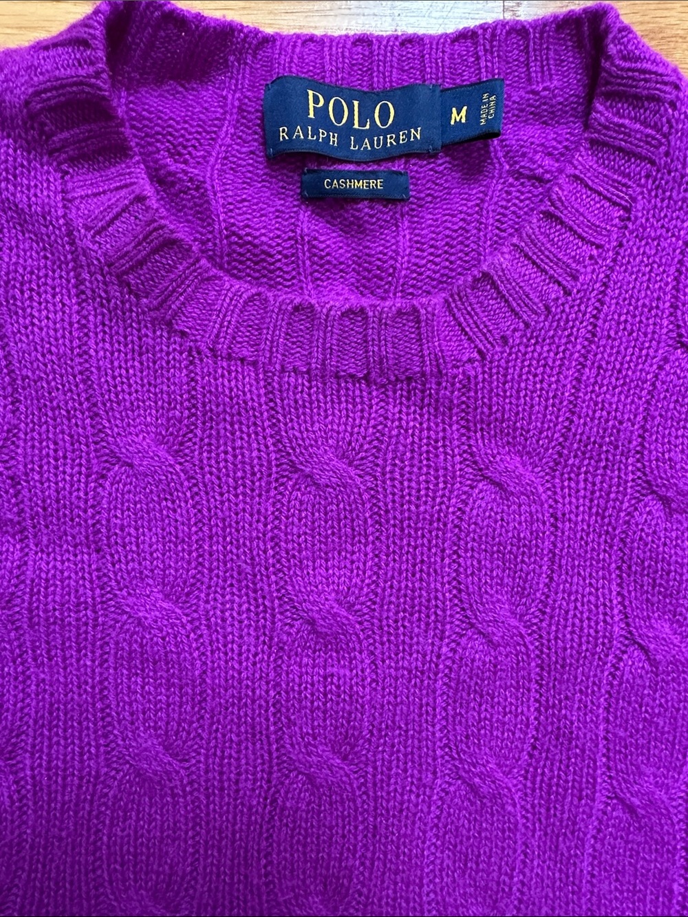 Polo by Ralph Lauren women’s Pink Cable-Knit Crewneck Sweater M